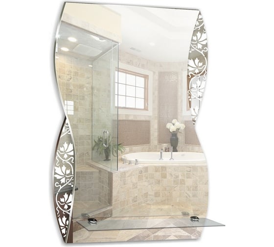 Зеркало 395*600 с полкой "Аква" 529383